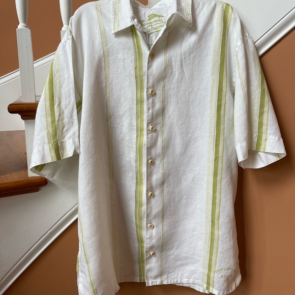 Tommy Bahama Other - Tommy Bahama 100% linen rare LT large tall retro look button front shirt